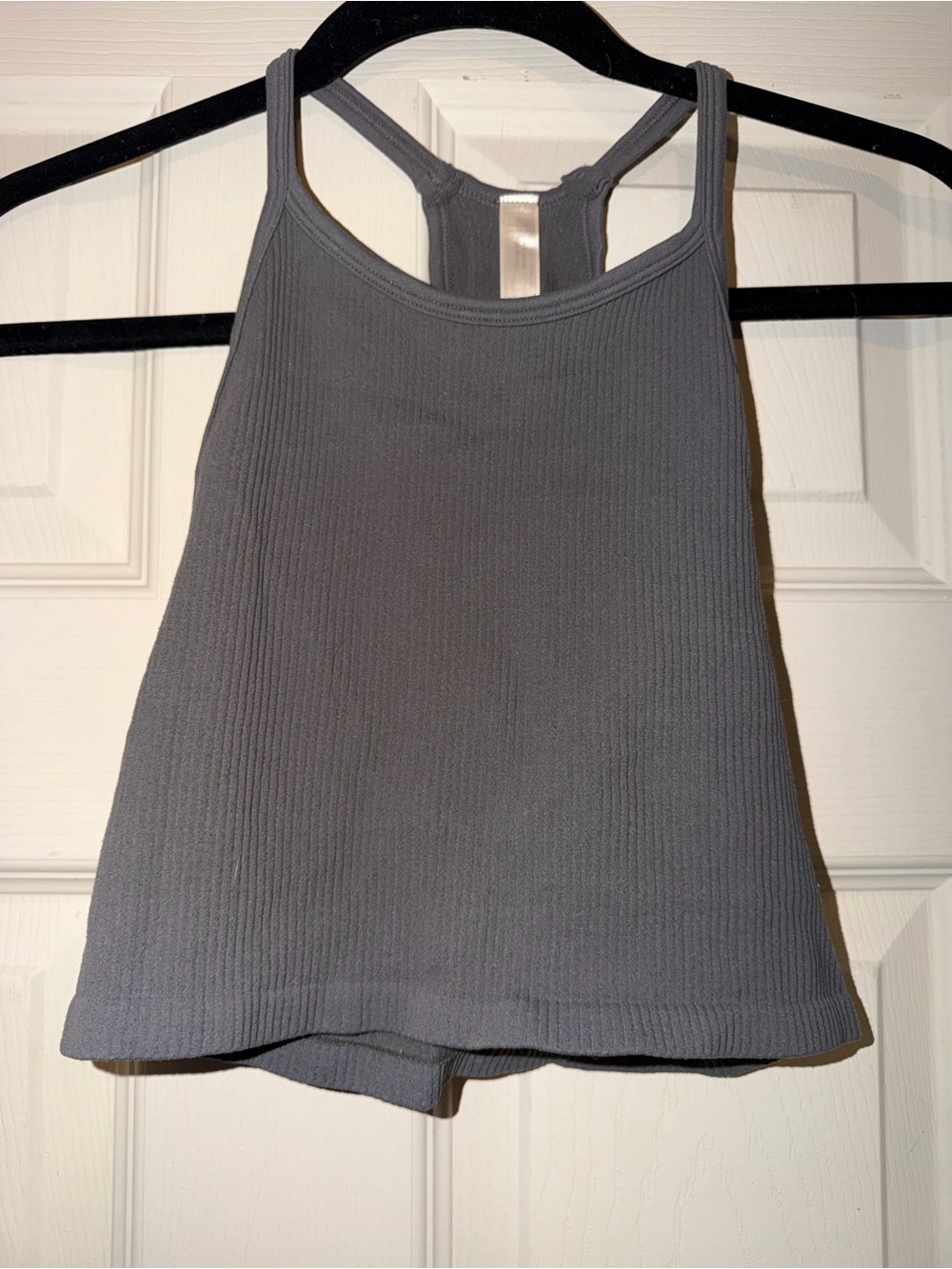 By Together Gray Ribbed Racerback Tank Top